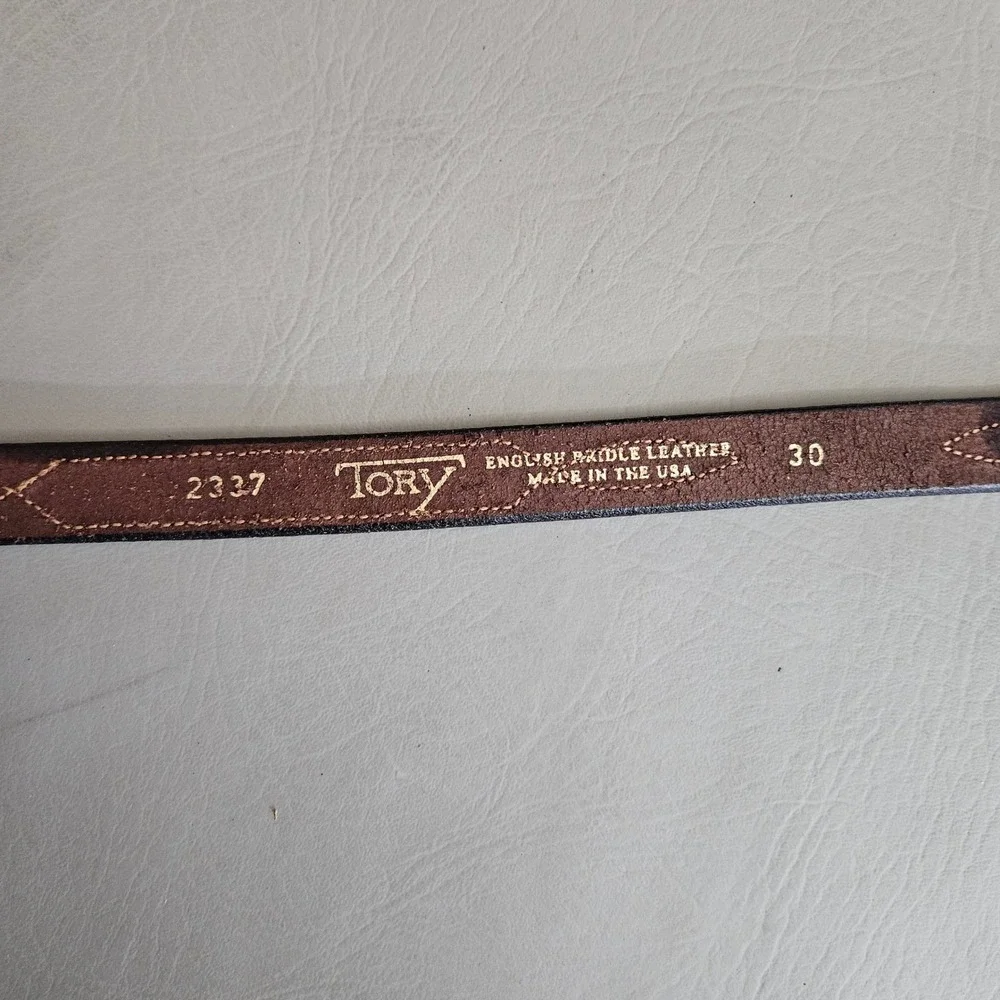 Tory Leather English Bridle Leather Belt Brown Brass Buckle USA Made 30 2337